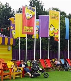 Flagpole installation at Alton Towers CBeebies land
