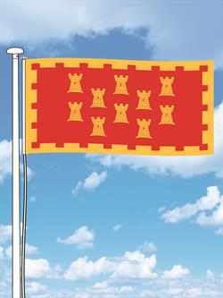 Manchester city flag flying from a flagpole