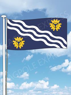 merseyside liverpool flag flying on a flagpole